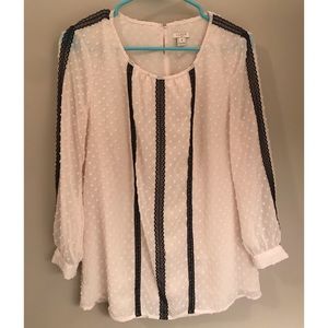 J Crew Lace-trim Swiss-dot Top